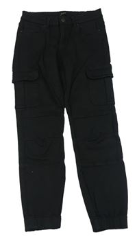 Černé plátěné cargo cuff kalhoty Only