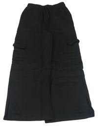 Černé wide leg cargo tepláky Primark