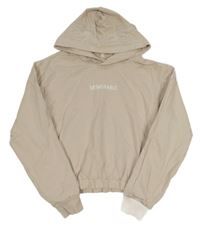 Béžová crop mikina s nápisom a kapucňou Blue Effect