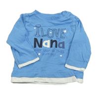 Modré tričko s nápisom a hviezdami Nutmeg