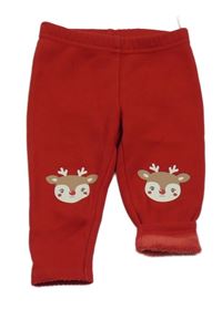 Červené zateplené legíny so sobmi zn. C&A