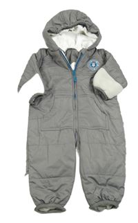 Sivá šušťáková zimná kombinéza s nášivkou a kapucňou Impidimpi