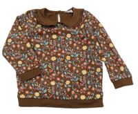 Hnedá kvetovaná mikina s golierikom