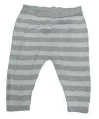 Šedo-bílé pruhované pletené tepláky Matalan