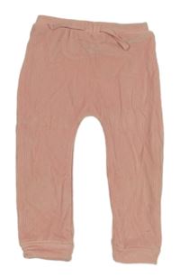 Růžové žebrované plyšové tepláky Nutmeg