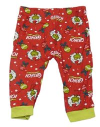 Červené pyžamové kalhoty s Grinchem