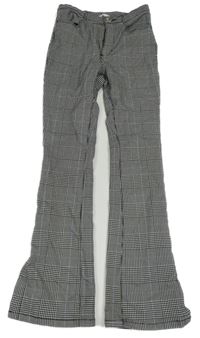 Čierno-biele kockované flare nohavice H&M