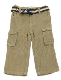 Nové - Hnědé manšestrové cargo kalhoty s páskem Early Days