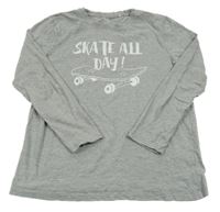 Sivé melírované tričko so skateboardom a nápisom Yigga