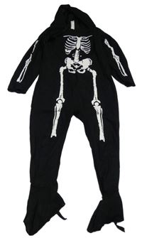 Kostým - Černá kombinéza s kapucí - kostra Smiffys