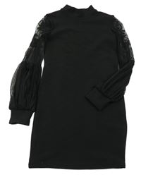 Čierne šaty s čipkovymi rukávy Shein