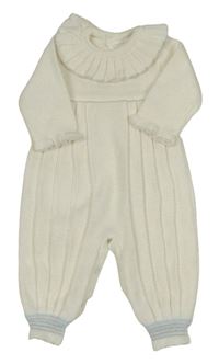 Smetanový pletený overal s límečkem