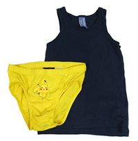 2set - Tmavomodrý nátělník + hořčicové slipy