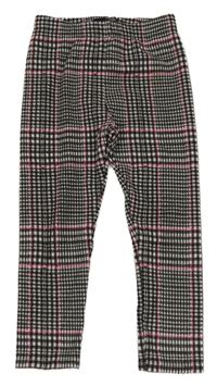 Černo-bílo-neonově růžové kostkované tregíny George