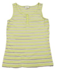 Žlto-levandulovo-biely pruhovaný rebrovaný top s gombíkmi S. Oliver