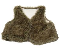 Hnedá kožušinová podšitá vesta