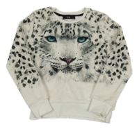 Smotanová chlpatá mikina s levhartem C&A