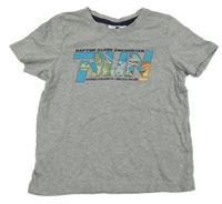 Sivé melírované tričko s dinosaury - Jurský svět