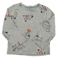 Šedé melírované triko se psy Primark