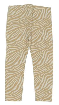 Béžovo-biele vzorované legíny