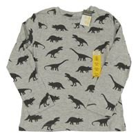 Nové - Sivé melírované tričko s dinosaurami Primark
