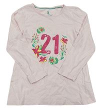 Svetloružové tričko s číslom a kvetmi Lupilu