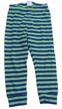 Zeleno-modré pruhované rebrované pyžamové nohavice H&M