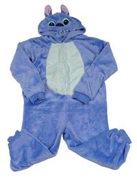 Světlemodrá plyšová kombinéza s kapucí - Stitch Disney 