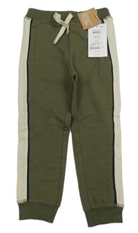 Khaki tepláky se smetanovým pruhem Name it