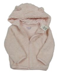 Nové - Světlerůžová chlupatá propínací mikina s kapucí M&Co.