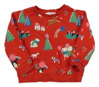 Červená vánoční mikina s obrázky M&S