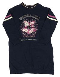 Tmavomodré teplákové šaty s potiskem - Harry Potter 