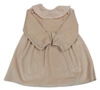 Pudrové žebrované sametové šaty s límečkem George