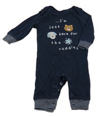 Tmavomodrý overal s nápisom a zvieratkami Carter's