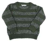 Tmavozelený vlnený pruhovaný sveter Primark