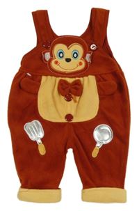 Hnedé fleecové na traké tepláky s opicou