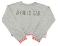 Sivá melírovaná ľahká crop mikina s nápisom Lipsy London