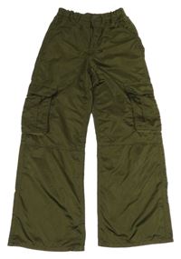 Khaki saténové nohavice s vreckami H&M