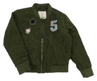 Tmavozelená šušťáková zateplená bunda s číslom Primark