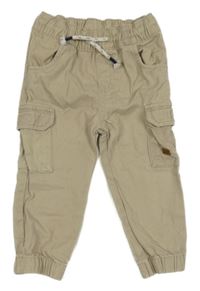 Béžové plátenné cuff nohavice s vreckami Topomini