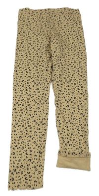 Světlebéžové vzorované silnější leopardí legíny H&M