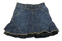 Tmavomodrá rifľová podšitá sukňa s vreckami