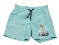 Svetlomodré plážové kraťasy s plachetnicou Pep&Co
