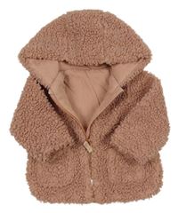 Starorůžová huňatá podšitá propínací mikina s kapucí Nutmeg