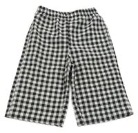 Bielo-čierne ľahké kockované crop nohavice shein