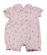 Ružový kvetovaný kraťasový overal George