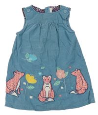 Modré na traké menšestrové šaty s liškami Jojo Maman Bébé