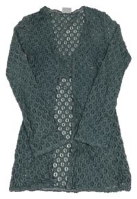 Tmavozelený perforovaný lehký kardigan 