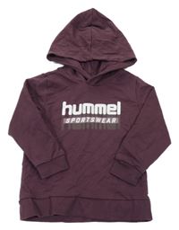 Slivková ľahká mikina s logom a kapucňou hummel