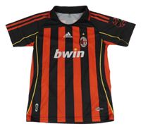 Černo-červený pruhovaný fotbalový dres s límečkem - AC Milán Adidas